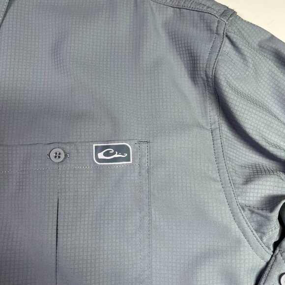 Drake Performance Fishing DPF Men's M Grey Long Sleeve Shirt Vented Pockets - Picture 3 of 12